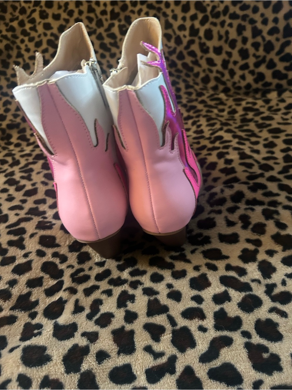 Cape Robbin Pink & White Flame Ankle Boots - Picture 4 of 4